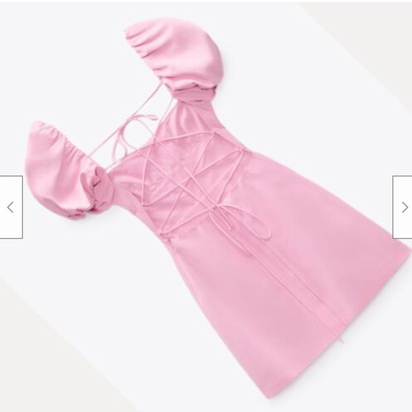 Zara | Dresses | Zara Pink Puff Sleeve Dress M | Poshmark